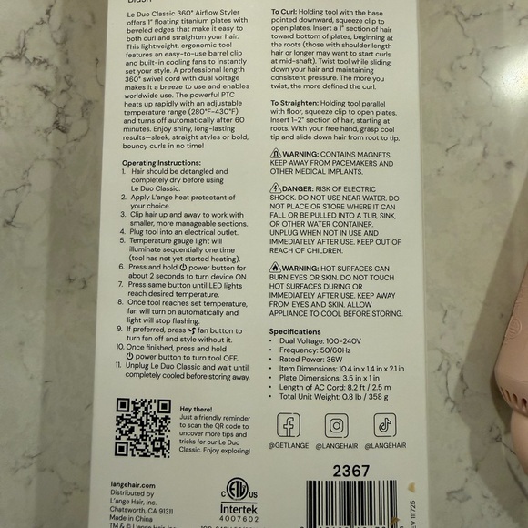 Lange Le Duo Classic Airflow Styler - Blush Pink - Picture 8 of 10